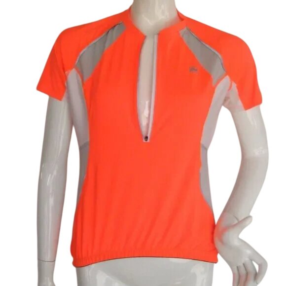 NISHIKI Cycling Jersey M Neon Orange, 1/2 Zip, SS, Reflective - Picture 5 of 9